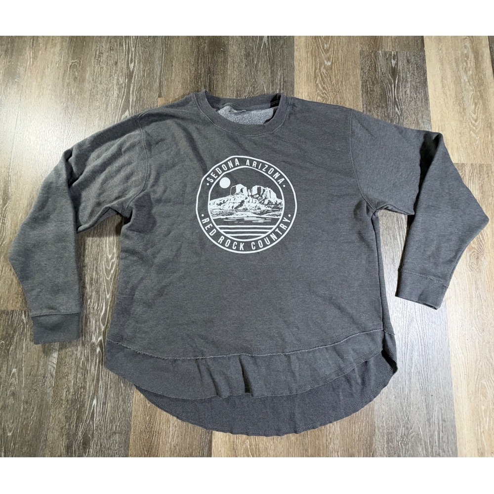Painted Sky Apparel Sweatshirt Womens XL Gray Sedona Arizona High Low Hem